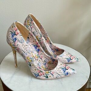 ALDO FLOWER PRINT LIGHT PINK PUMPS, 7.5